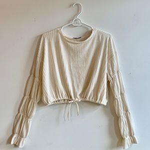 Zara Cropped Long Balloon Sleeve Top